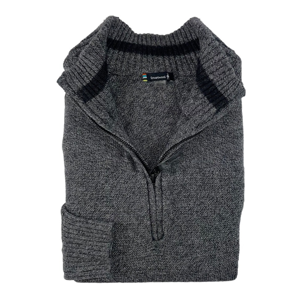Smartwool Midweight Knit Gray Wool Blend Mens 1/2 Zip Sweater M
